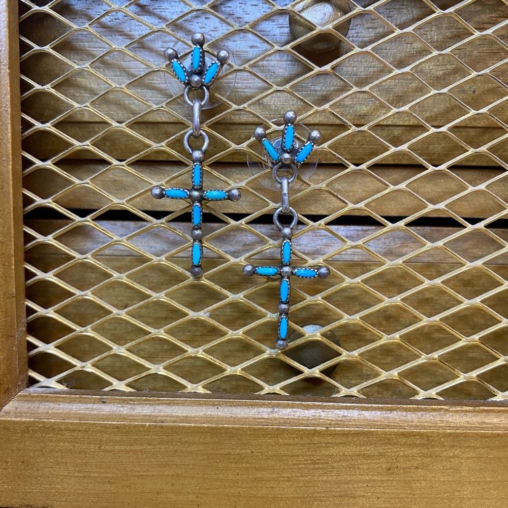 Sterling Silver Turquoise Petit Point Earrings